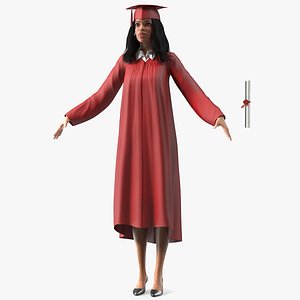 Light Skin Graduation Gown Woman Rigged for Maya