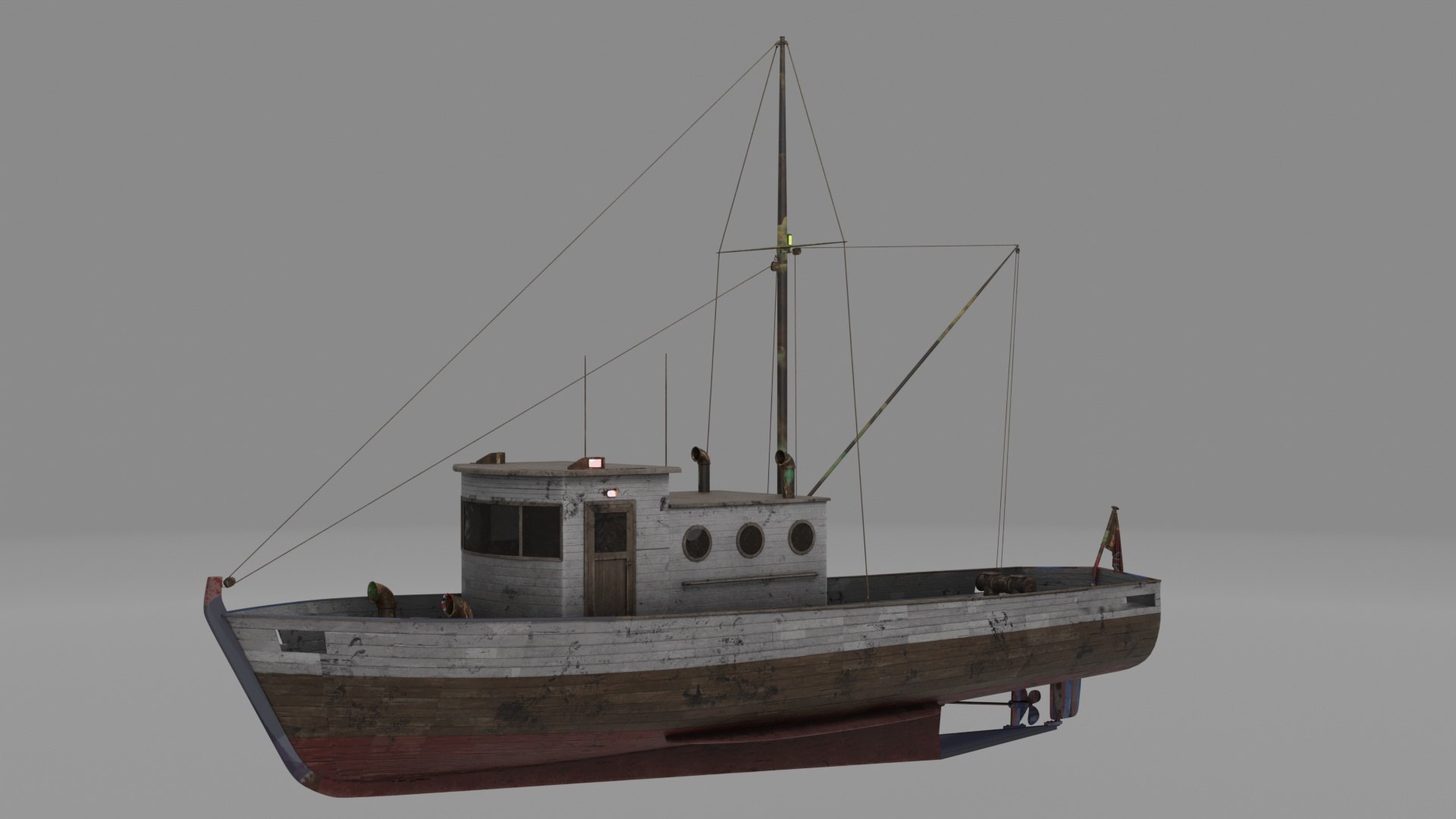 3D Model Old Wooden Fishing Boat - TurboSquid 2020481