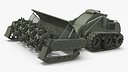Tracked Mine Clearing UGV with Armored Flail Military Green