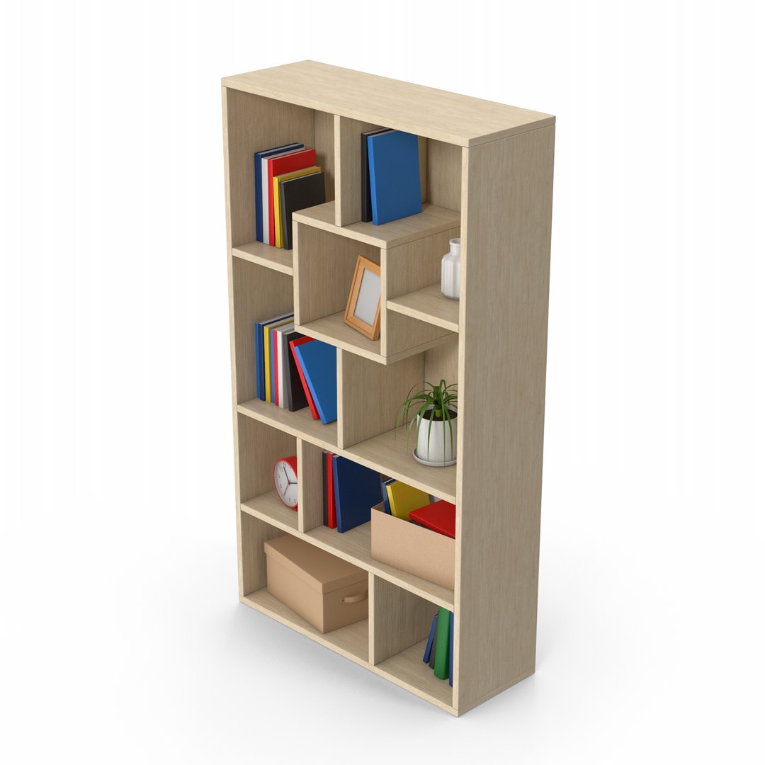 Wooden Bookcase Set 3D model - TurboSquid 2057230