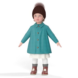 Baby Girl Outdoor Autumn Style A-Pose Fur