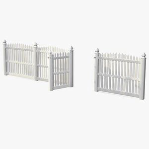 white fencing palisade pointed 3D model