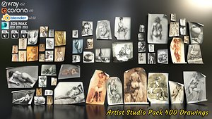 Artist Studio Pack 400 - Drawings 3D model