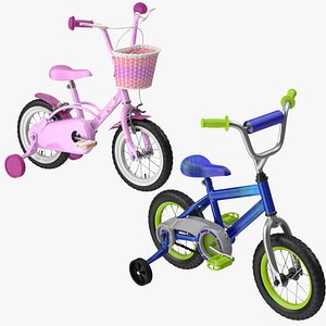 little boy girl bicycle 3d model