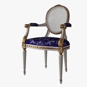French Louis XVI Oval Dining Chair Arm Cane