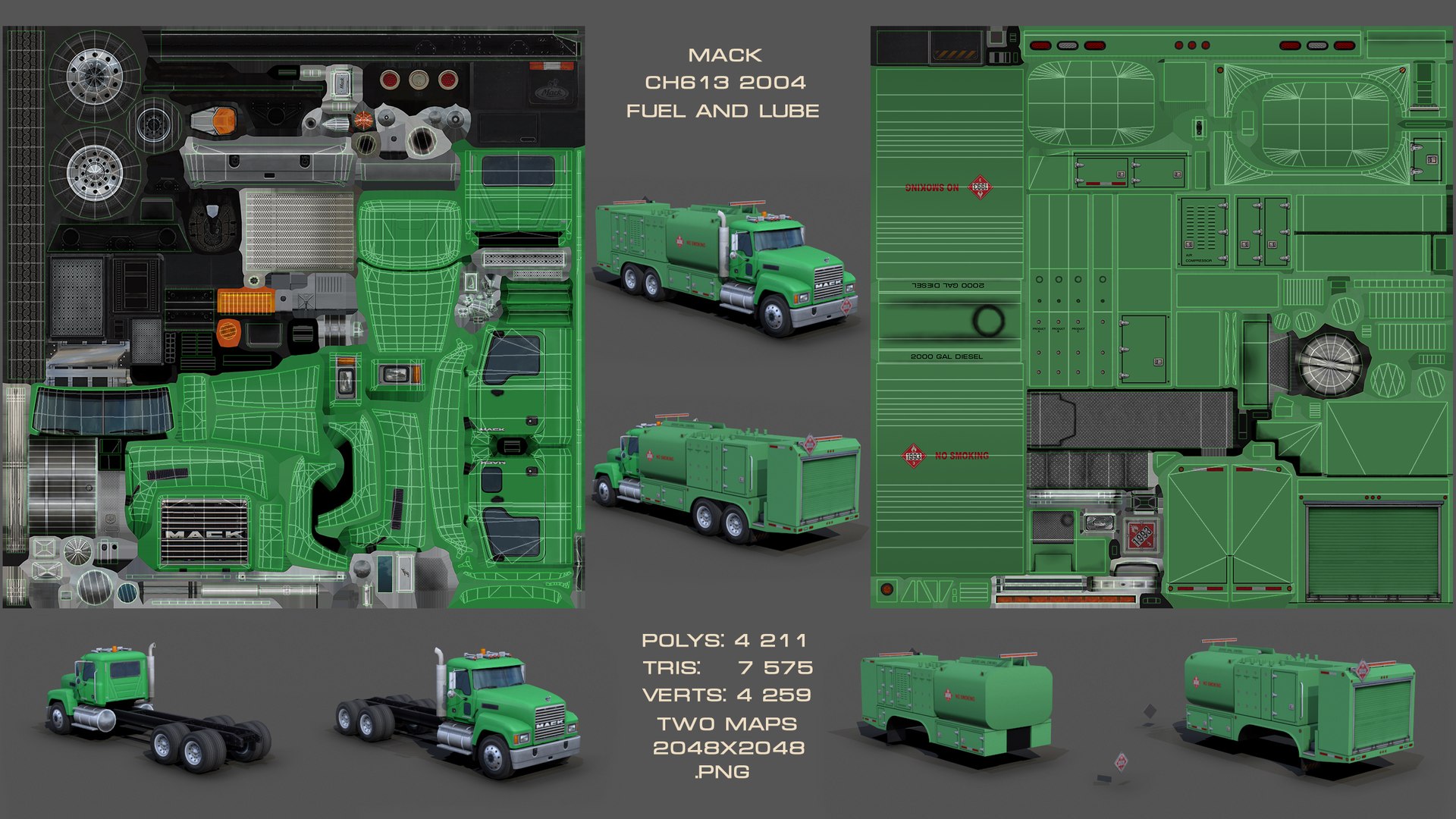 Mack CH613 2004 Fuel And Lube S02 Model - TurboSquid 2112414
