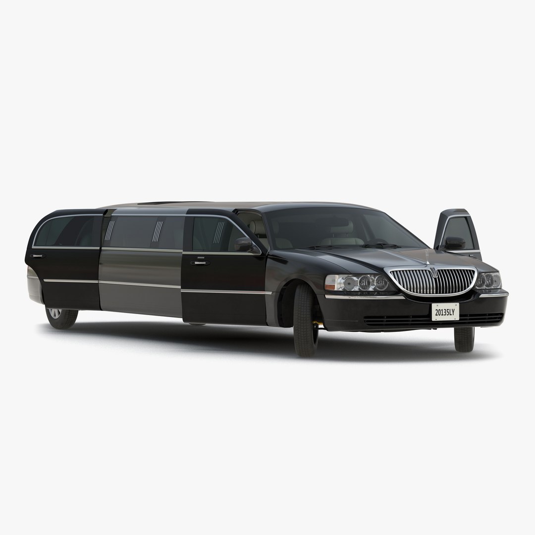 Lincoln Stretch Car Limousine Black Rigged 3D Model 3D model preview