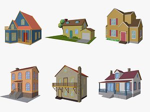 Cartoon House Pack Low-poly 3D model