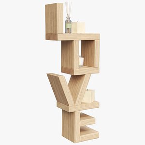 3D Oak Love Shelf model