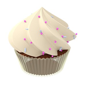 cupcake with decorative ball  A muffin decorated with whipped cream 3D model