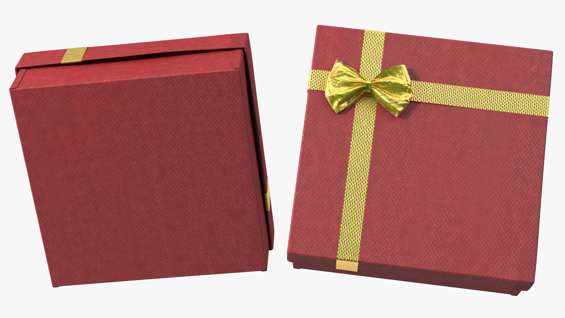 Gift Box With Gold Ribbon Model - TurboSquid 2243475