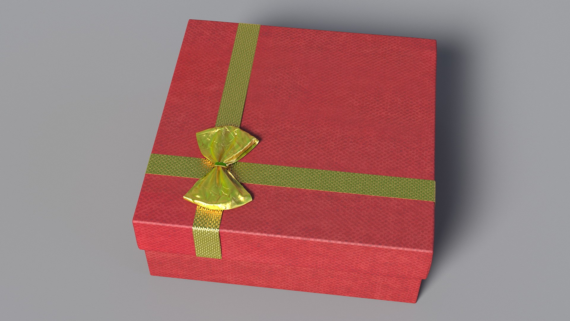 Gift Box With Gold Ribbon Model - TurboSquid 2243475