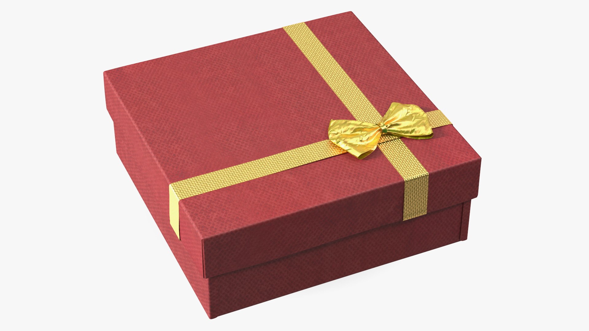 Gift Box with Gold Ribbon 3D model preview