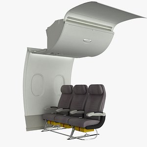 airplane cabin wall a380 3d model
