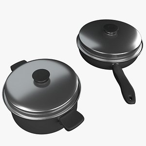 3D Utensils - 2 Pans with lid model