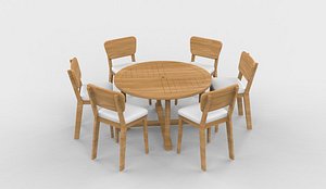 3D Round table and chairs 04 3D model