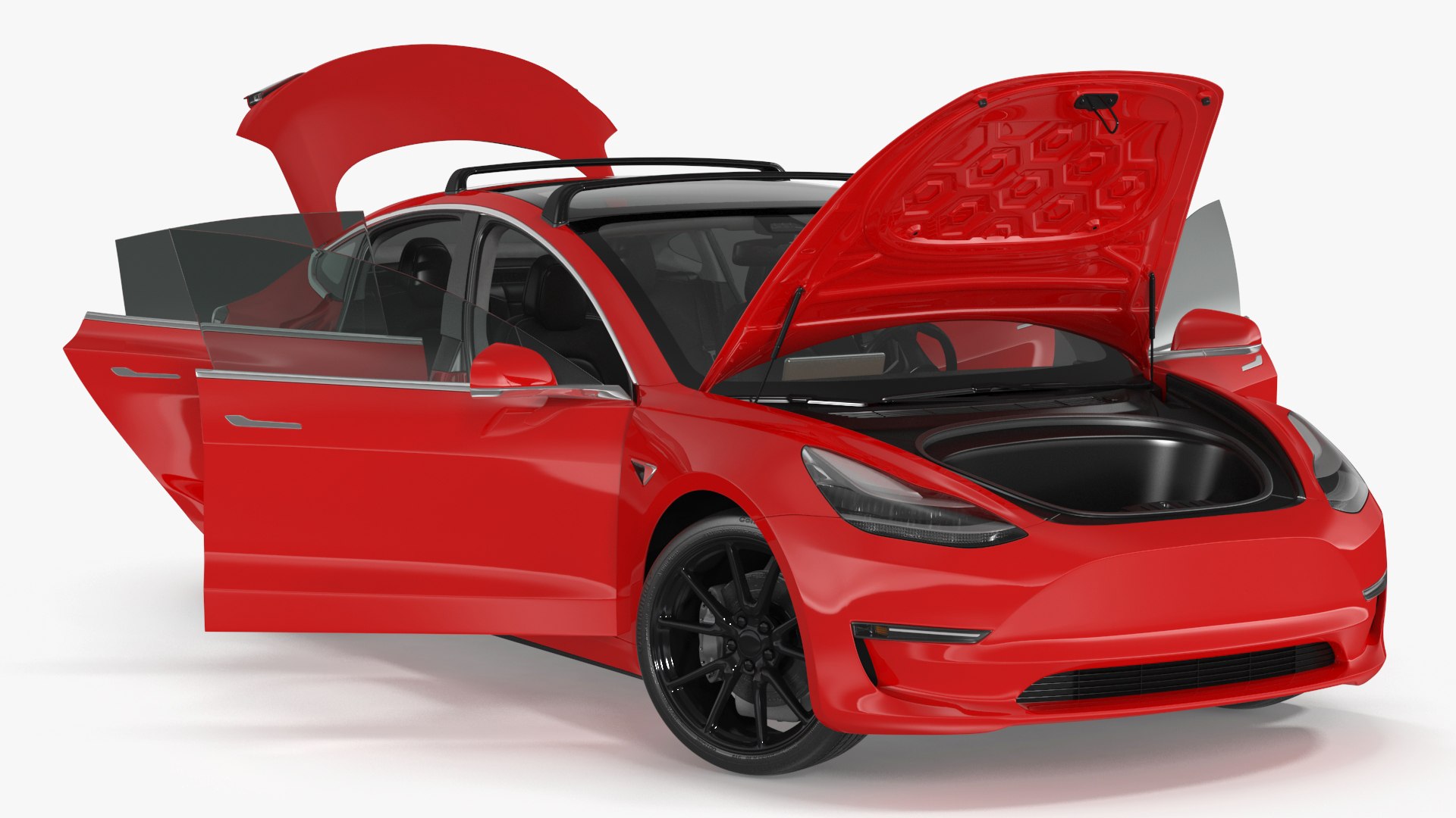Tesla with Roof Rack Rigged for Maya 3D model preview