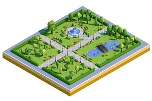 3D park nature landscape model