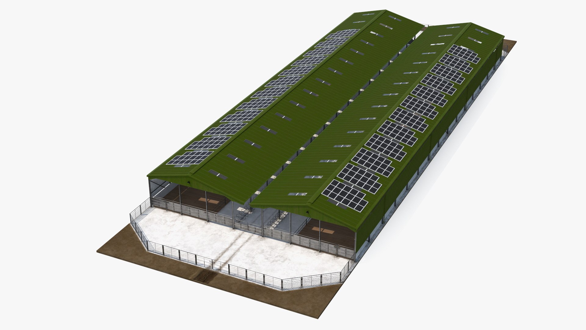 Cow Farm Barn Green 3D model preview