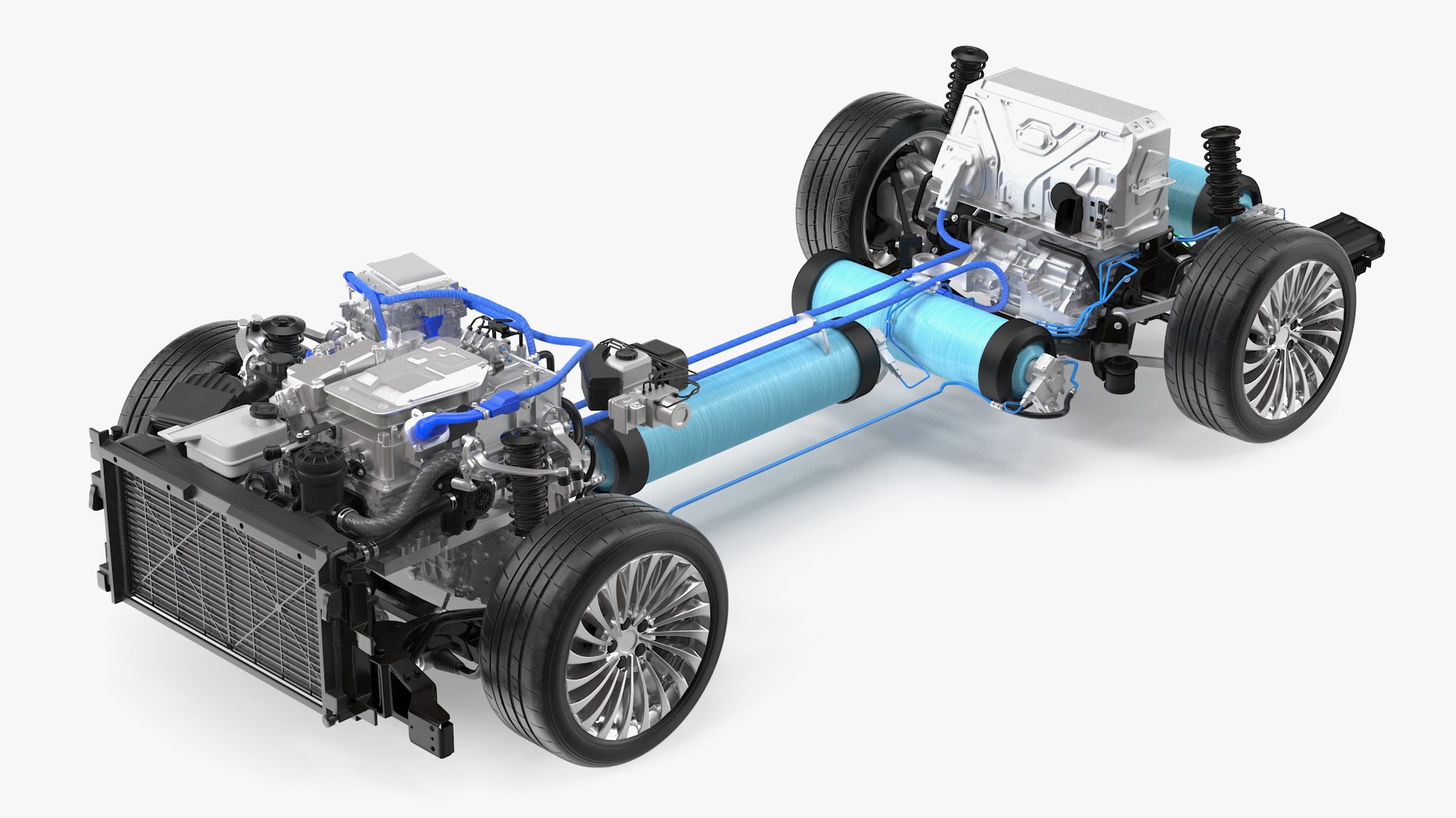 Hydrogen Fuel Cell System 3D model preview