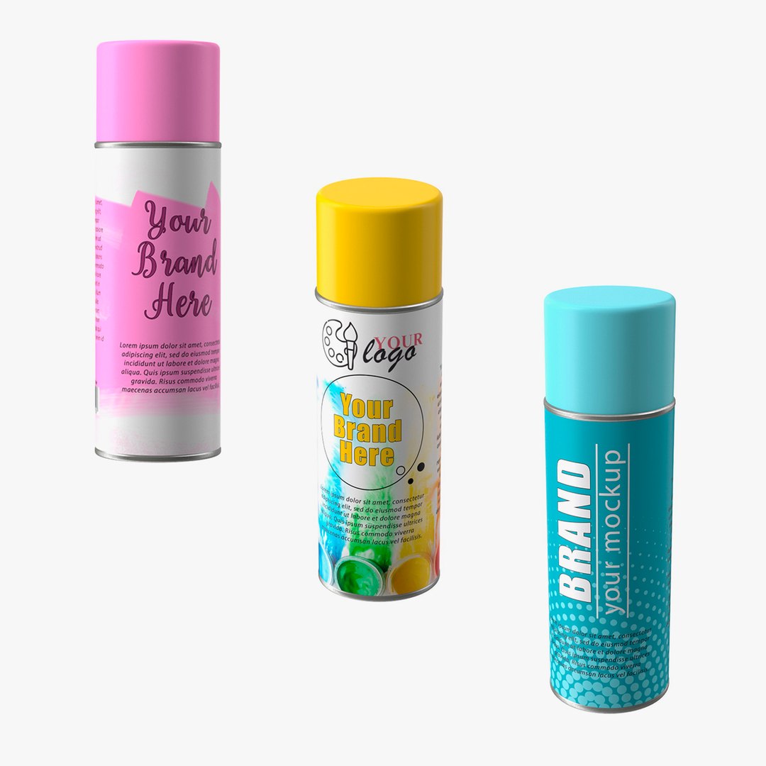 Aerosol Cans Mock up Collection 3D model preview