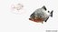 3D piranha fish rigged