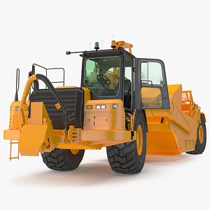 3D Wheeled Tractor Scraper Rigged