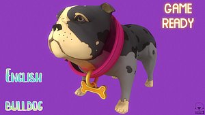 3D Spotted Grey English Bulldog
