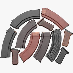 3D AK Magazines Metal Bakelite Polymer Kalashnikov Assault Rifle Game Ready