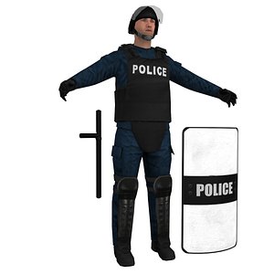 3d model riot police officer 4