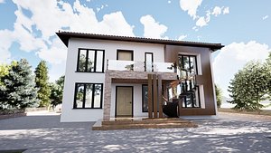 Modern and classic design House and pool 3D model model