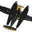 Cessna 172 Black Seaplane Rigged 3D Model