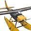 Cessna 172 Black Seaplane Rigged 3D Model