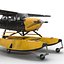 Cessna 172 Black Seaplane Rigged 3D Model