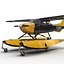 Cessna 172 Black Seaplane Rigged 3D Model