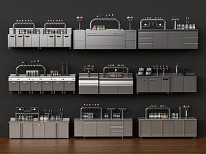 3D Stainless steel beverage dispensing cabinet model set model
