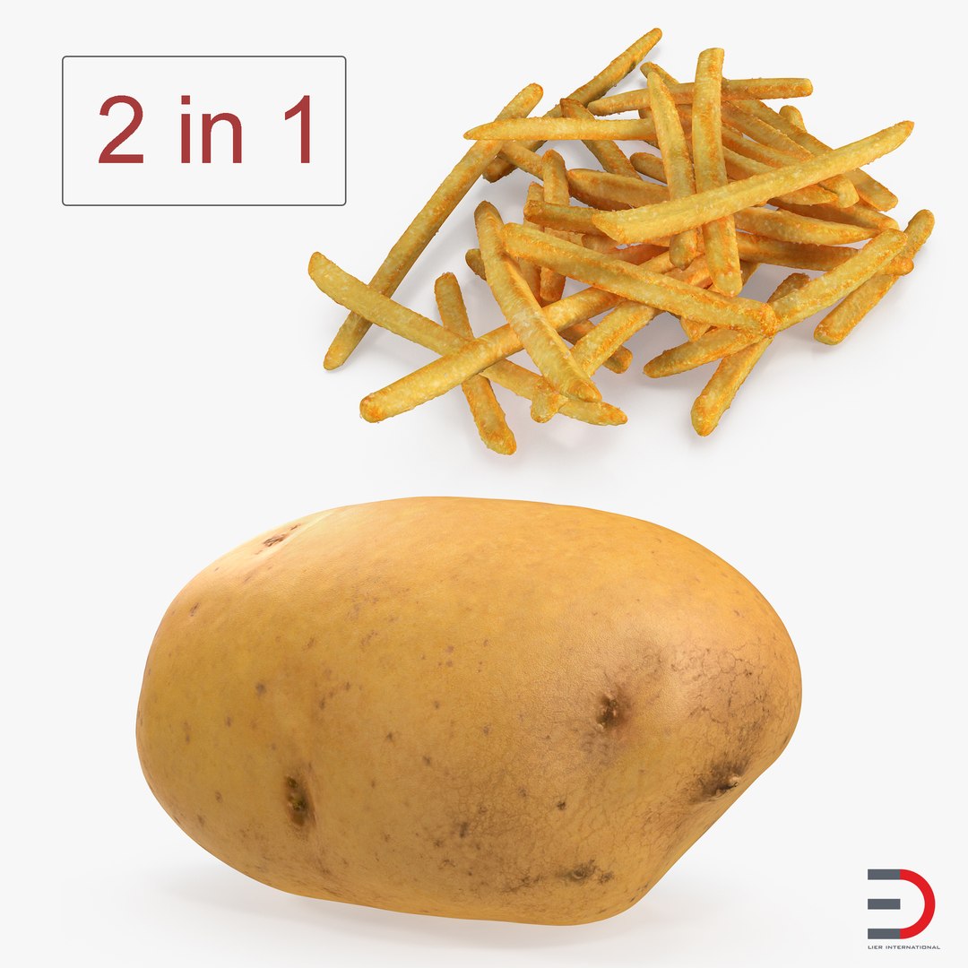 French Fries and Raw Potato Collection 3D model preview
