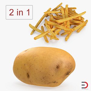 french fries raw potato 3D model