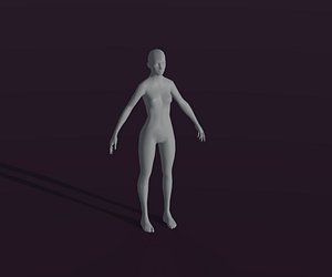 Female Body Base Mesh Animated and Rigged 3D model
