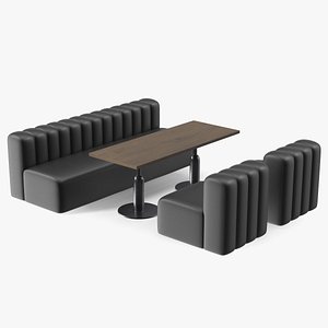 Elegant Leather Sofa with Table 3D model