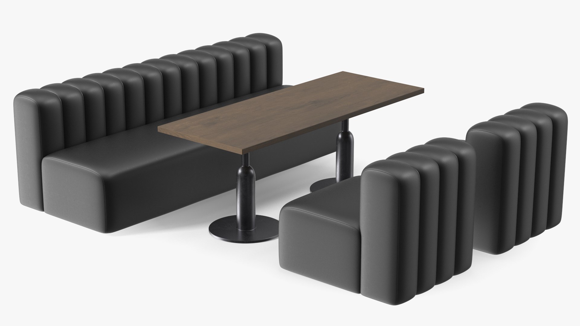 Elegant Leather Sofa with Table 3D model preview