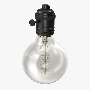 3D Black Lamp Holder with Light Bulb