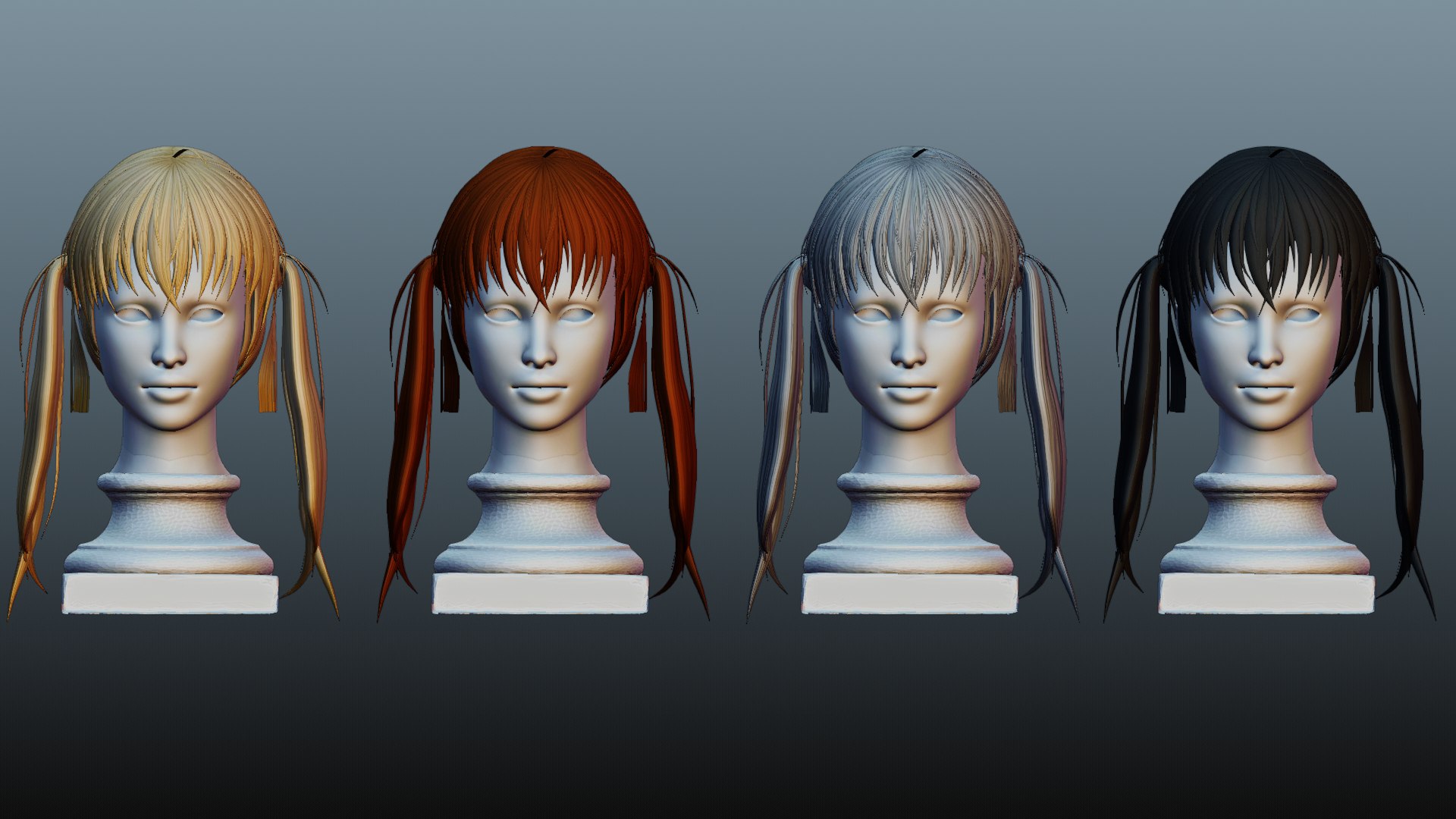 Female Hair 4 Colors 3D - TurboSquid 2198357