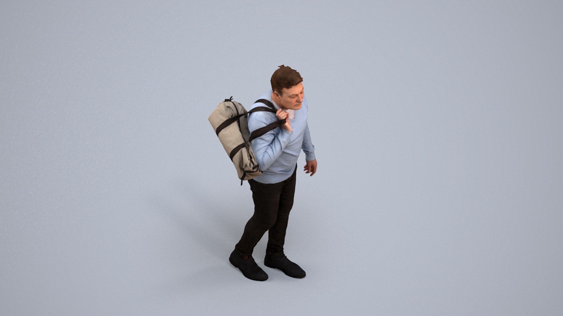 3D 00186Eliot004 - Adult Caucasian Man Walking With Travel Bag In ...