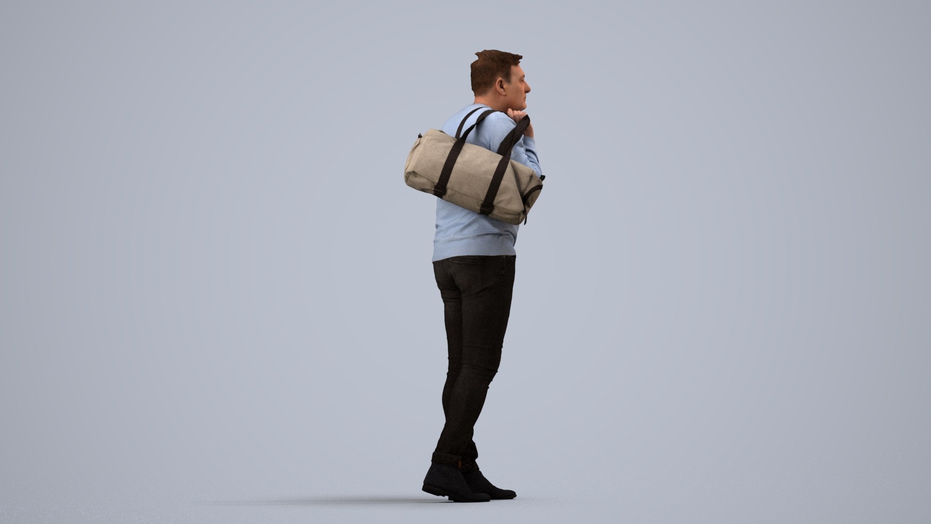 3D 00186Eliot004 - Adult Caucasian Man Walking With Travel Bag In ...