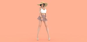 Asian cartoon girl 3D model