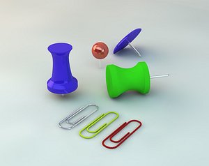 thumbtacks paper clips 3d obj