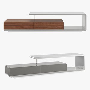 White wooden TV cabinet and chrome steel 3D model