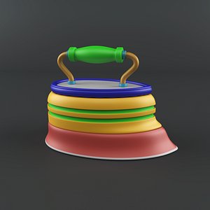 3D old cartoon iron