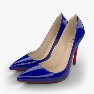 realistic blue stiletto shoes 3d model